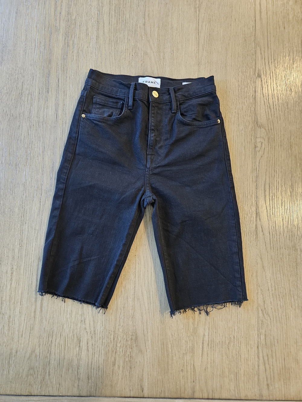 Frame Denim Black Grunge Le Vintage Fringe Bermuda Shorts Sz. 23